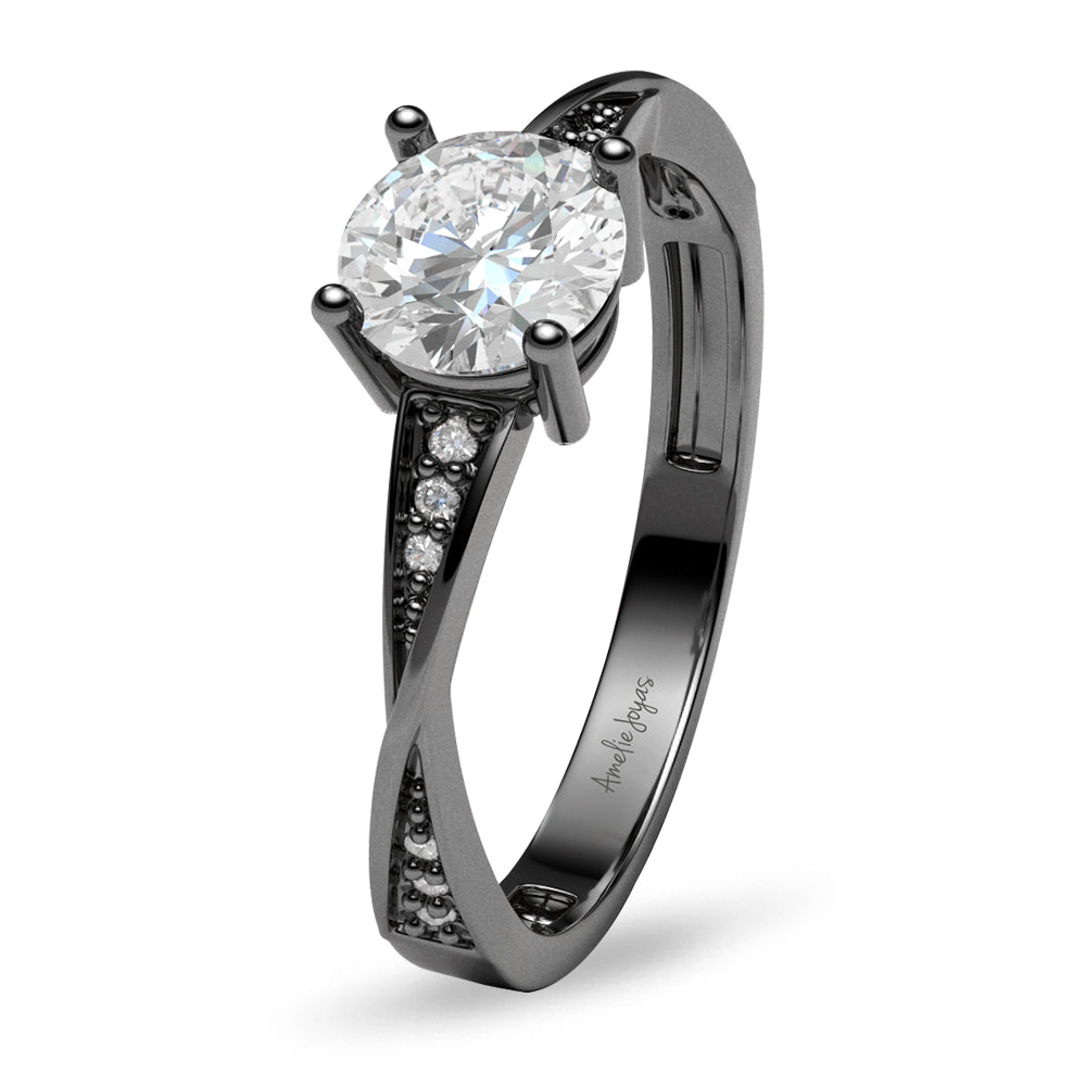 ANILLO DE COMPROMISO ORO TONO NEGRO Amelie Joyas