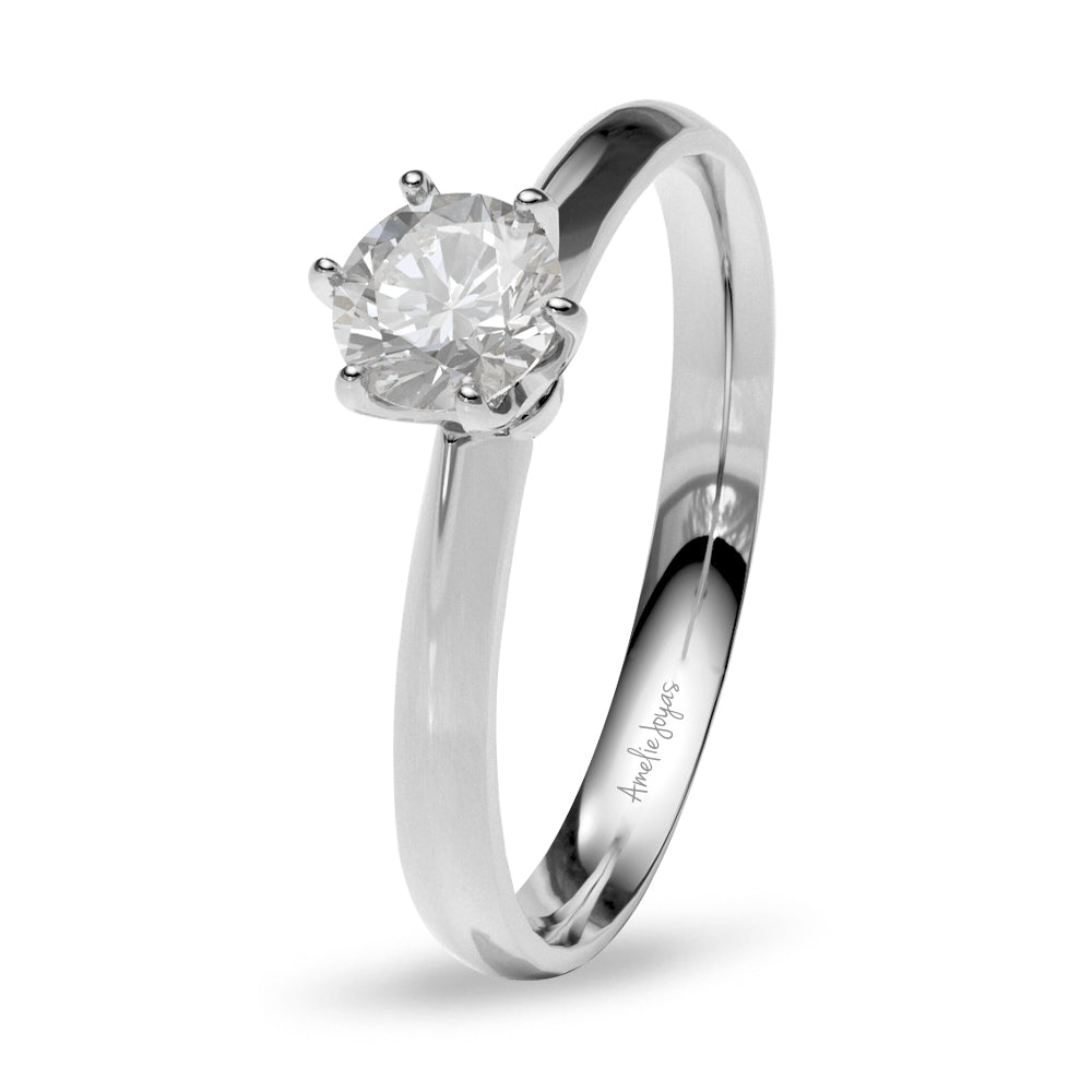 ANILLO DE COMPROMISO ORO BLANCO CON DIAMANTE – Amelie Joyas