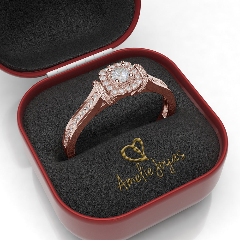 ANILLO DE COMPROMISO ORO ROSA CON DIAMANTE – Amelie Joyas