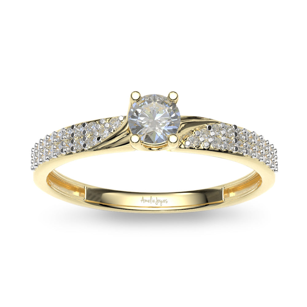 Anillo de compromiso oro Amarillo 14K Con 10Pts De Diamante Anillo de compromiso oro Amarillo 14K Con 10Pts De Diamante