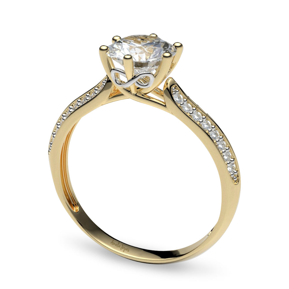 ANILLO DE COMPROMISO ORO SOLIDO CON ZIRCONIA – Amelie Joyas