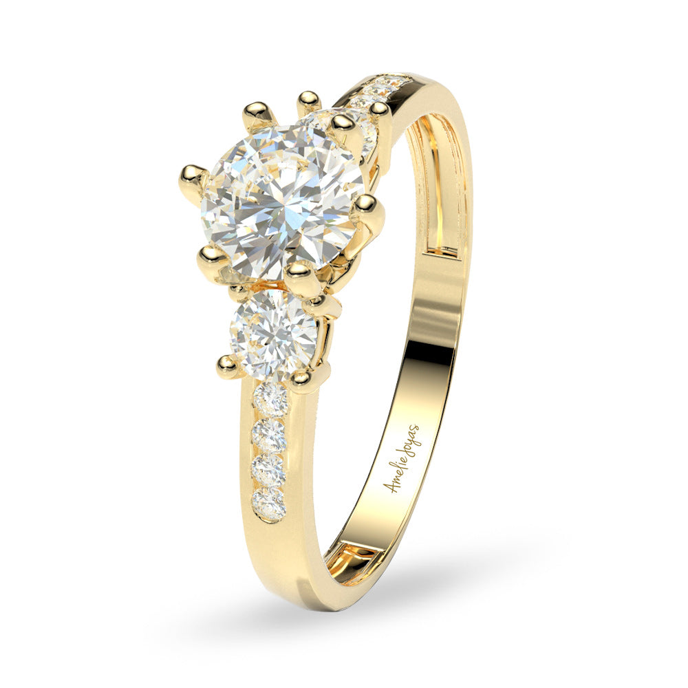 ANILLO DE COMPROMISO ORO SOLIDO CON ZIRCONIA – Amelie Joyas
