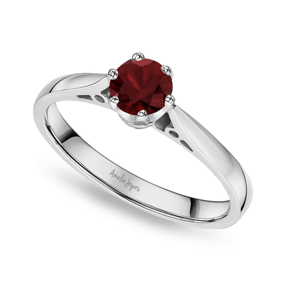 Diamantes Anillo De Compromiso Rubi Anillo Oro Blanco Rubi Y